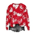 thumbnail image 1 of Valentine Sweatshirts for Women Heart Graphic Oversized Drop Shoulder Pullover Comfy Crewneck Long Sleeve Cute Shirts Casual Travel Outfits, 1 of 7