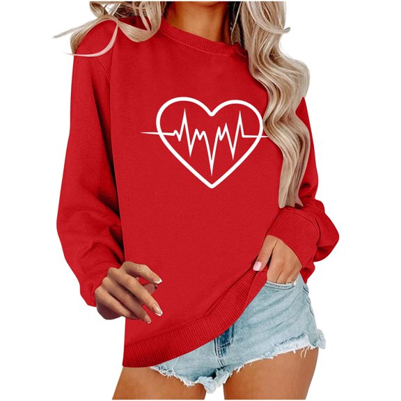 Valentine Sweatshirts for Women Love Graphic Shirt Crewneck Oversized Sweatshirt Long Sleeve Drop Shoulder Top Womens Valentines Day Outfit