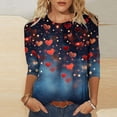 thumbnail image 1 of Valentine T Shirts, Women Heart Tees, Womens 3/4 Sleeve Tops Casual Fashion Women's Casual Crewneck 3/4 Sleeved Tees Ladies Loose T Shirt Tops Blouses Shirts, 1 of 5
