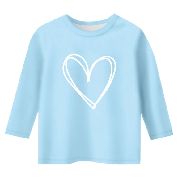 Valentine T Shirts for Girls Three Quarter Sleeve Graphic Tops Crew Neck Casual Pullover Top Girls Size 9-10 Years Clothes