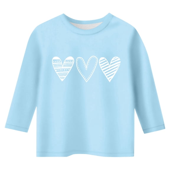 Valentine T Shirts for Girls Three Quarter Sleeve Graphic Tops Crewneck Casual Pullover Top T Shirts for Girls 7-8 Years