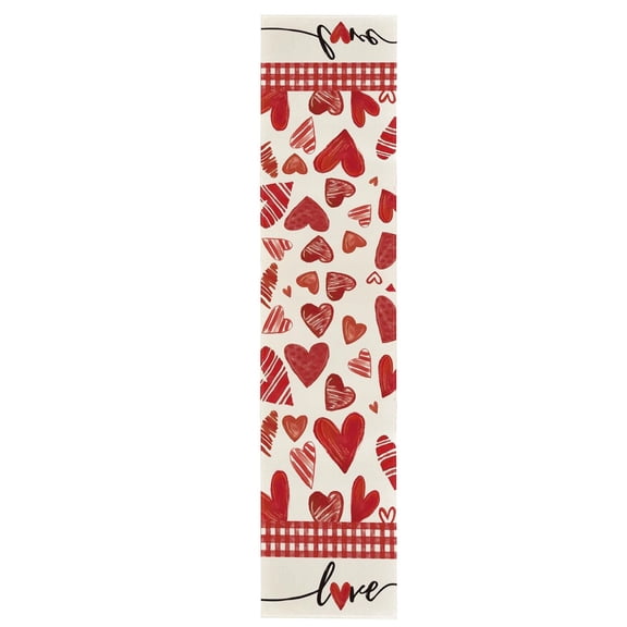 Valentine Table Runner, Holiday Dining Table Runner, Seasonal Table Decor Runner, Heart Pattern Table Runner, Dining Table Centerpiece, 12.99X90.55inch