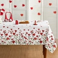 thumbnail image 1 of Valentine Tablecloth 60×84 Inch Rectangular, Red Hearts Green Plants Washable Table Cover for Party Picnic Dinner Decor, 1 of 6