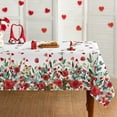 thumbnail image 1 of Valentine Tablecloth 60×84 Inch Rectangular, Rose Flower Butterfly Red Hearts Washable Table Cover for Party Picnic Dinner Decor, 1 of 6
