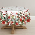 thumbnail image 1 of Valentine Tablecloth 70×70 Inch Round, Rose Flower Butterfly Red Hearts Washable Table Cover for Party Picnic Dinner Decor, 1 of 6