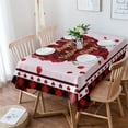 thumbnail image 1 of Valentine Tablecloth Rectangle/Oval Rose Love Heart Red and Black Buffalo Plaid Table Cloth Outdoor Waterproof Tablecloths for Party Indoor Table Cover for Kitchen Home Decoration 60x84in, 1 of 6