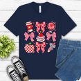 thumbnail image 1 of Valentine Teacher Shirt – Cute Heart Bow Coffee Apple Classroom Tee, Navy, S, 1 of 6