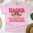 thumbnail image 1 of Valentine Teacher Shirt – Heart Bow Pencil Design for School, Light Pink, Size M, 1 of 6