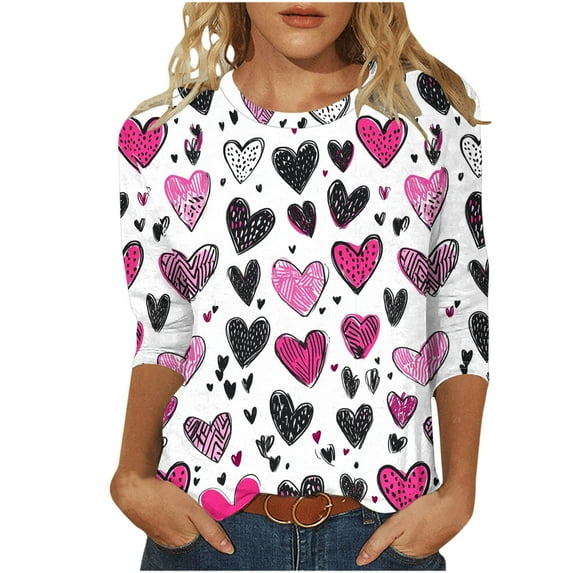 Valentine Tee Shirts for Women Womens Tops Dressy Casual Womens Shirts Trendy Black Summer Oversized Tshirts for Women