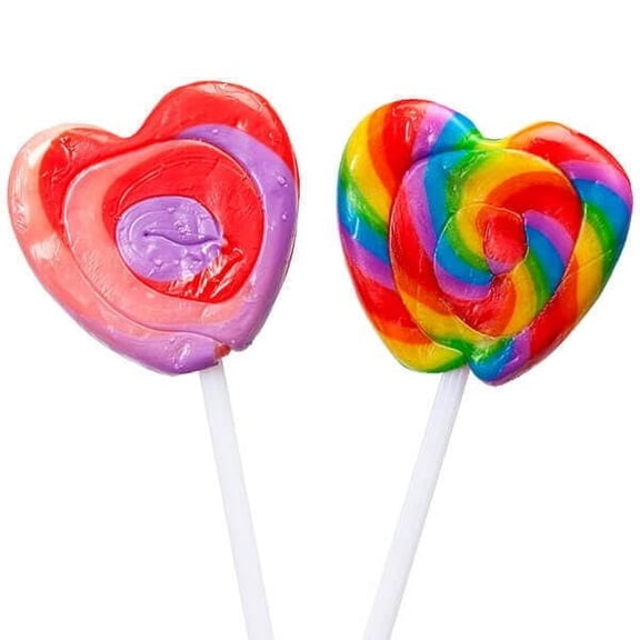 Squire Boone Village Teeny Swirled Heart Lollipops Valentine Cherry Strawberry Flavor 48 Count