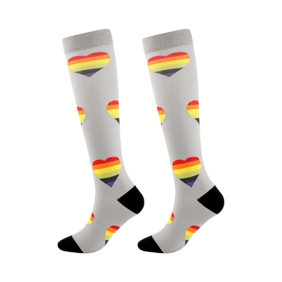 Valentine Themed Support Socks, Graduated Pressure with Fun Print, Gift for Her, Nurses, Runners & Those on Their Feet All Day Dark Gray M