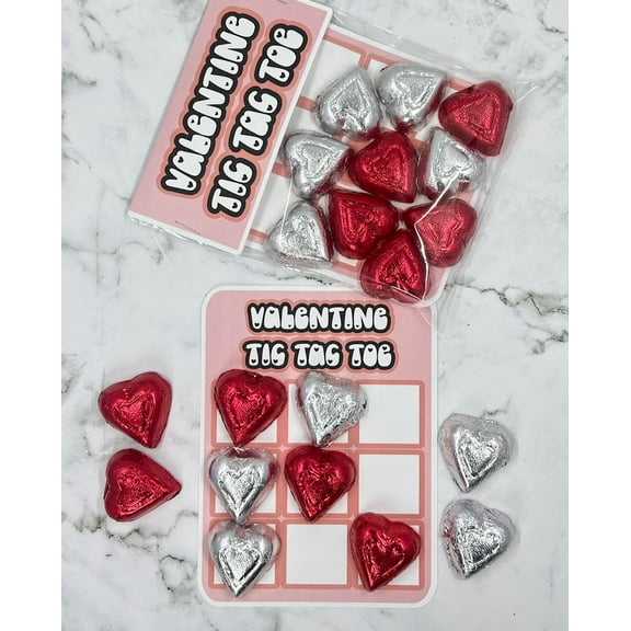 Valentine Tic Tac Toe Treat Bag | Fun Valentines Day Game Gift with Milk Chocolate Hearts | Perfect for Kids & Classroom Valentine Handouts
