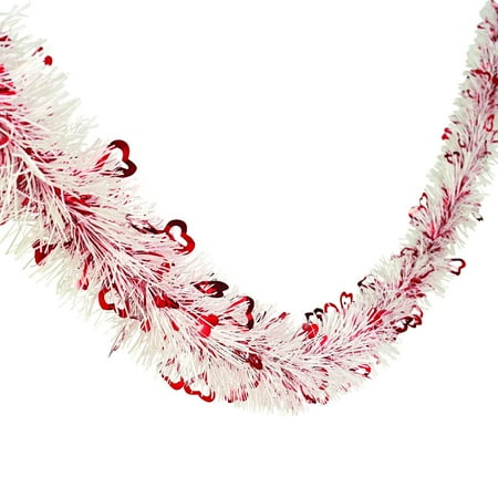 Valentine Tinsel Garland W/Hearts - Party Decor - 1 Piece