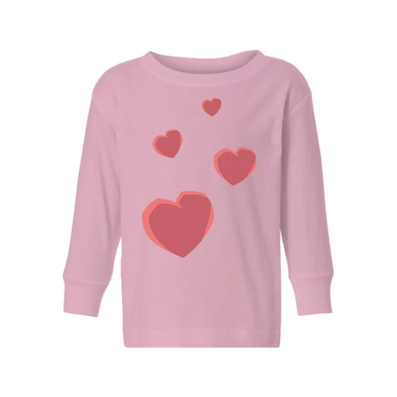Valentine Toddler Long Sleeve Shirt Red Hearts Kids T-shirt Valentine's Day