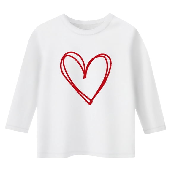 Valentine Tops for Girls Three Quarter Sleeve Graphic Tshirts Crew Neck Casual Pullover Size 7-8 Years Girls Clothes