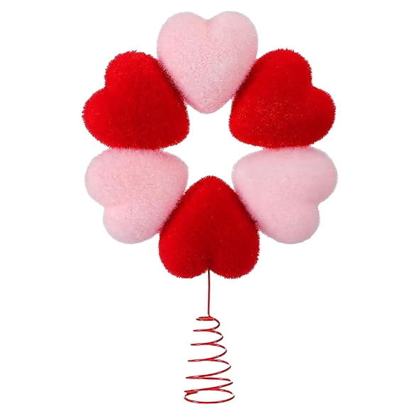 Valentine Tree Topper Heart Shape Tree Topper Decoration, Rustic Treetop Valentines Heart Shape Decor, Heart for Valentines Wedding Holiday Party Xmas Tree Decor