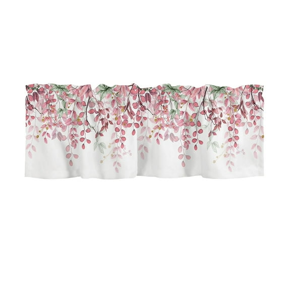 Valentine Valance for Windows Love Heart Curtains Love Flower Rod Pocket Valance Window Treatments Short Curtains for Kitchen Living Room Bedroom Decor 17*53inch,A