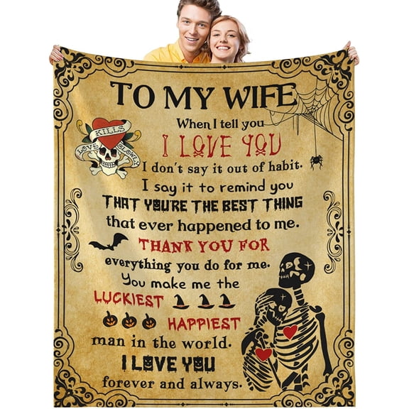 Valentine Wedding Anniversary Romantic blanket Her, to My Wife Blanket from Husband, Valentines Birthday Best Wife Blanket, 30x40in Fleece Blanket