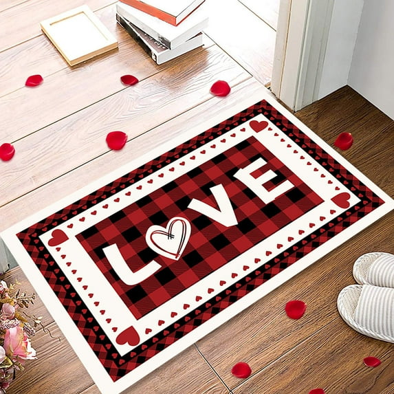 Valentine Welcome Door Mats Front Door Outdoor Entry Valentine’s Day Gnomes Doormat Home Non Slip Washable Seasonal Holiday Floor Mat Doormat Indoor Valentines Day Anniversary Wdding Decor