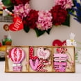 thumbnail image 1 of Valentine Wooden Ornaments Set, Hanging Pink Wood Tag Slices Valentines Day Tree Decorations for Car Home Party Decor, Valentine Day Gift for Lover, 9Pcs, 9.4x3.5in, 1 of 6