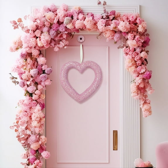 Valentine Wreath for Front Door,Valentine'S Day Loves Garland Door Wedding Proposal Party Scene Decoration Decoration Valentine'S Day Hearts-Shaped Garland