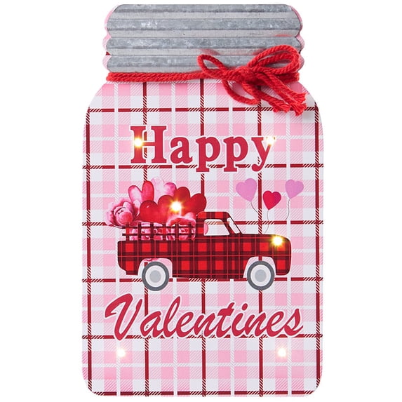 Valentine and St Patrick's LED Lighted Mason Jar Wall Plaques - Happy Valentines