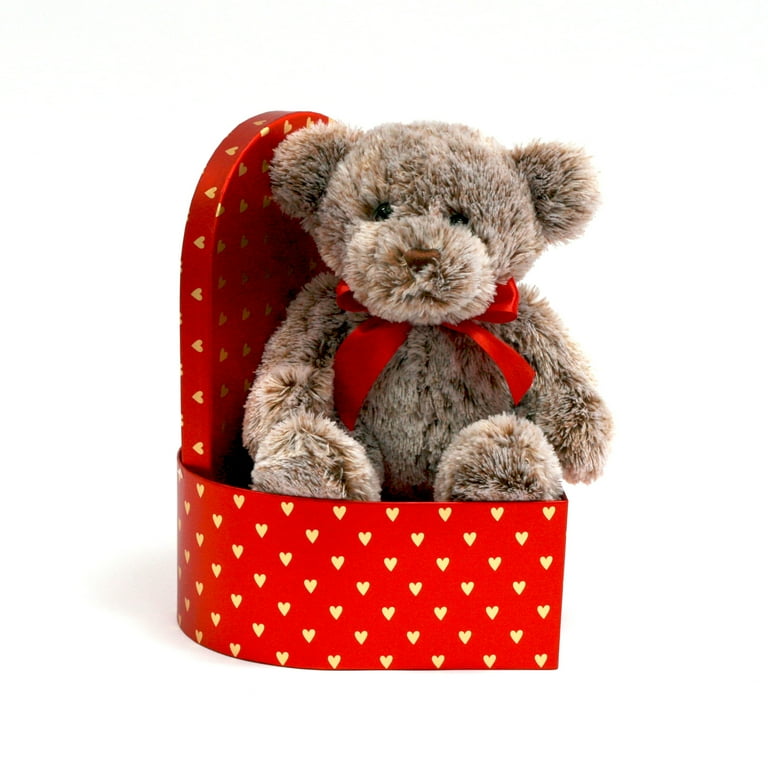 Valentine chocolate scented bear in a heart shaped gift box
