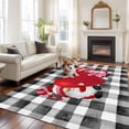 thumbnail image 1 of Valentine's, Area Rug 5x8 FT, Non Slip Bedroom Throw Carpet, Valentine Buffalo Plaid Black Gnomes Love Red Washable Soft Floor Carpet Non-Shedding Rug for Living Room Nursery Dorm Office, 1 of 9