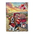 thumbnail image 1 of Be My Valentine's Basset Hound Truck Full of Love Flower Balloon Cozy Fleece Blanket Bassets Dog Breed Lovers Gifts Idea Warm Soft Throw Blanket - 02029, 1 of 5