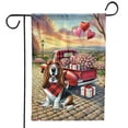 thumbnail image 1 of Be My Valentine's Basset Hound Truck Full of Love Flower Balloon Garden Flag 12x18in Double Sided Bassets Dog Breed Lovers Gifts Idea Outdoor Decor - 02029, 1 of 5