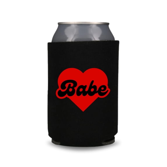Valentine's Beer Cooler, Babe Coolies, Couple Valentine's Coolies, Drink Accessory, Custom Valentine's Gift, Heart's Day, Couple Gift (Black)