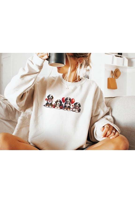 Valentine's Bernedoodle Sweatshirt, Dog Lover Sweater, Women's Valentine's Shirt, Bernedoodle Dog, Cute for Dog Mom, Dog Mom Shirt Sweatshirt All Size S-5XL
