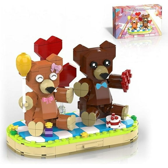 Valentine’s Brown Bear Building Toy Sets, Art Love Collectible Home Decor, 2in1 Cute Bears with Heart, Valentines Gift for Her, Christmas for Kids 8+ (289pcs)