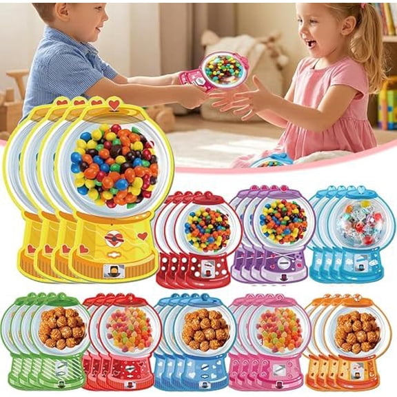 Valentine's Candy Cards Gift Set | 36/18 Pcs with Plastic Domes, Plastics Dome DIY Treat Holders for Valentines, Adorable Bubble Gum Machine Design for Sweet Day All Gifts Exchange Party Favors