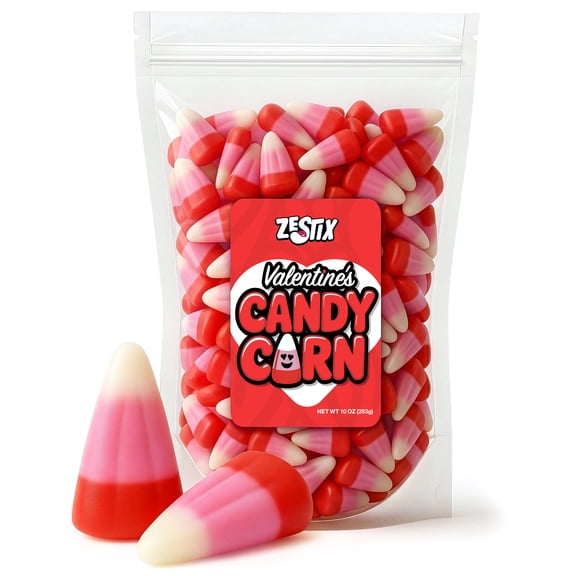 Valentines Candy Corn, 10 oz Bag Pink, Red & White Valentines Day Candy, Seasonal Sweet Treat for Gifting, Party Favors, Candy Bowls, Classroom & Office Celebrations