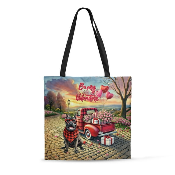 Be My Valentine's Cane Corso Truck Full of Love Flower Balloon All Over Print 3D Canvas Tote Bag Italian Mastiff Dog Lover Gifts Idea Reusable Handbag - 02029