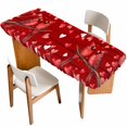 thumbnail image 1 of Valentine's Cardinal Table Cloths for 8 Foot Rectangle Tables, Red Love Heart Birds Country Wooden Patio Waterproof Elastic Fitted Tablecloths, Washable Rectangular Table Cover for Camping, 1 of 8