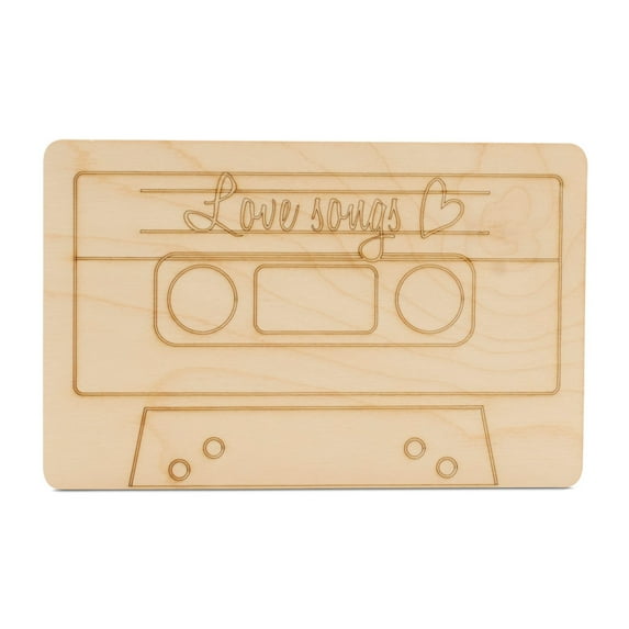 Valentine's Cassette Wood Cutouts 8-inch, 1/8 inch Thick, Pack of 5 Valentine Crafts for Gifts & Décor, by Woodpeckers