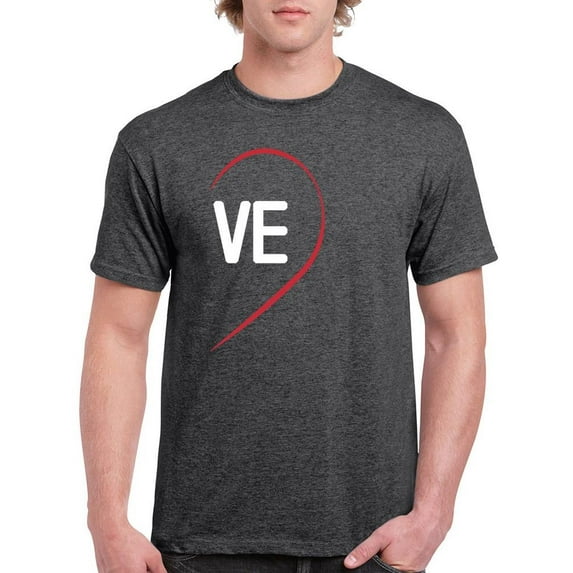 Valentine's Couple Love Heart Ve T-Shirt Men -Smartprints Designs, Male 5X-Large