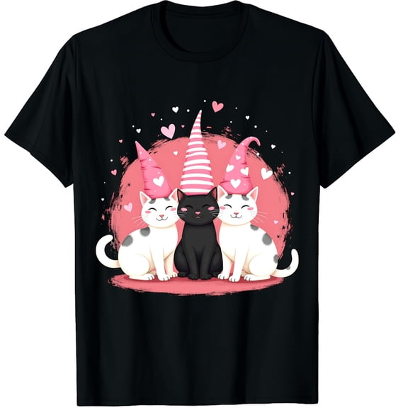 Valentine's Cute Gnomes Love Heart Printed Tees Short Sleeve Graphic Crew Neck Short Sleeve T-Shirts (Men's, Women's)