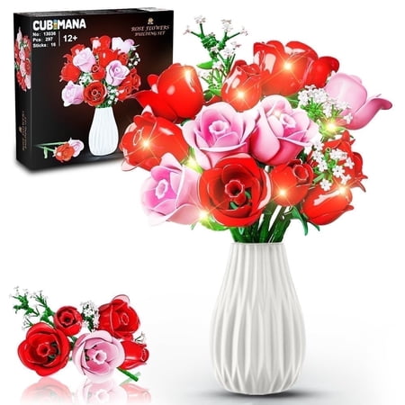 Valentine's Day 13pcs Red Rose Building Blocks Flower Bouquet Set