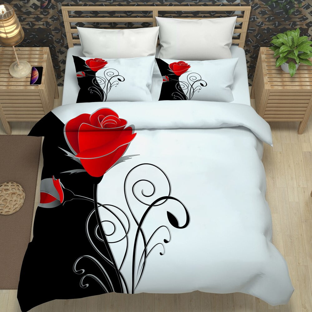 Valentine's Day 2/3Pcs Couple Love Quilt Cover Bedding Set Creative Red