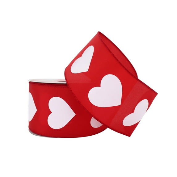 Valentine's Day 2.5" x 25ft. Taffeta Wired Heart Ribbon by Celebrate It® Valentine's Day