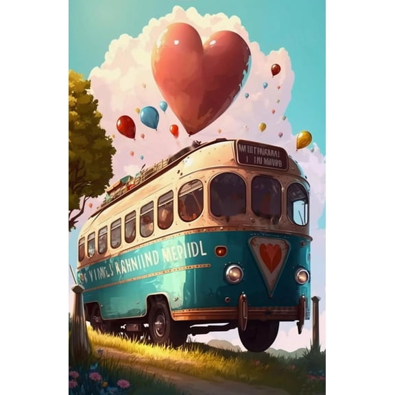 Valentine's Day 300 Pieces Puzzle for Adult - Bus On The Road Wooden Jigsaw Puzzles Challenging Educational Fun Toys for Family Creative Gift