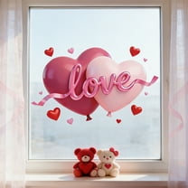 Valentine’s Day 3D-Look Balloon Static Window Clings - Removable PVC Decals for Home/Office Windows, Cute Cartoon Decor for Valentine’s Day, No-Adhesive Easy-to-Apply Stickers, 4*3*2in, Multicolor