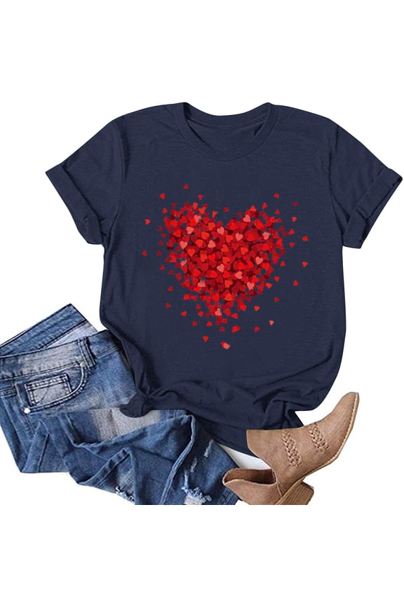 Valentine's Day 3D Puff Heart Graphic Tee, Womens Drop Shoulder, S - XXL, Textured & Fun