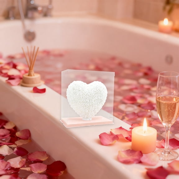 Valentine's Day 3D Rose Heart Gift Box - Eternal Artificial Foam Rose Heart Ornament, Romantic Preserved Flower Gift for Lovers, Wedding Anniversary Proposal Decor Supplies, 5.91*5.91in, White