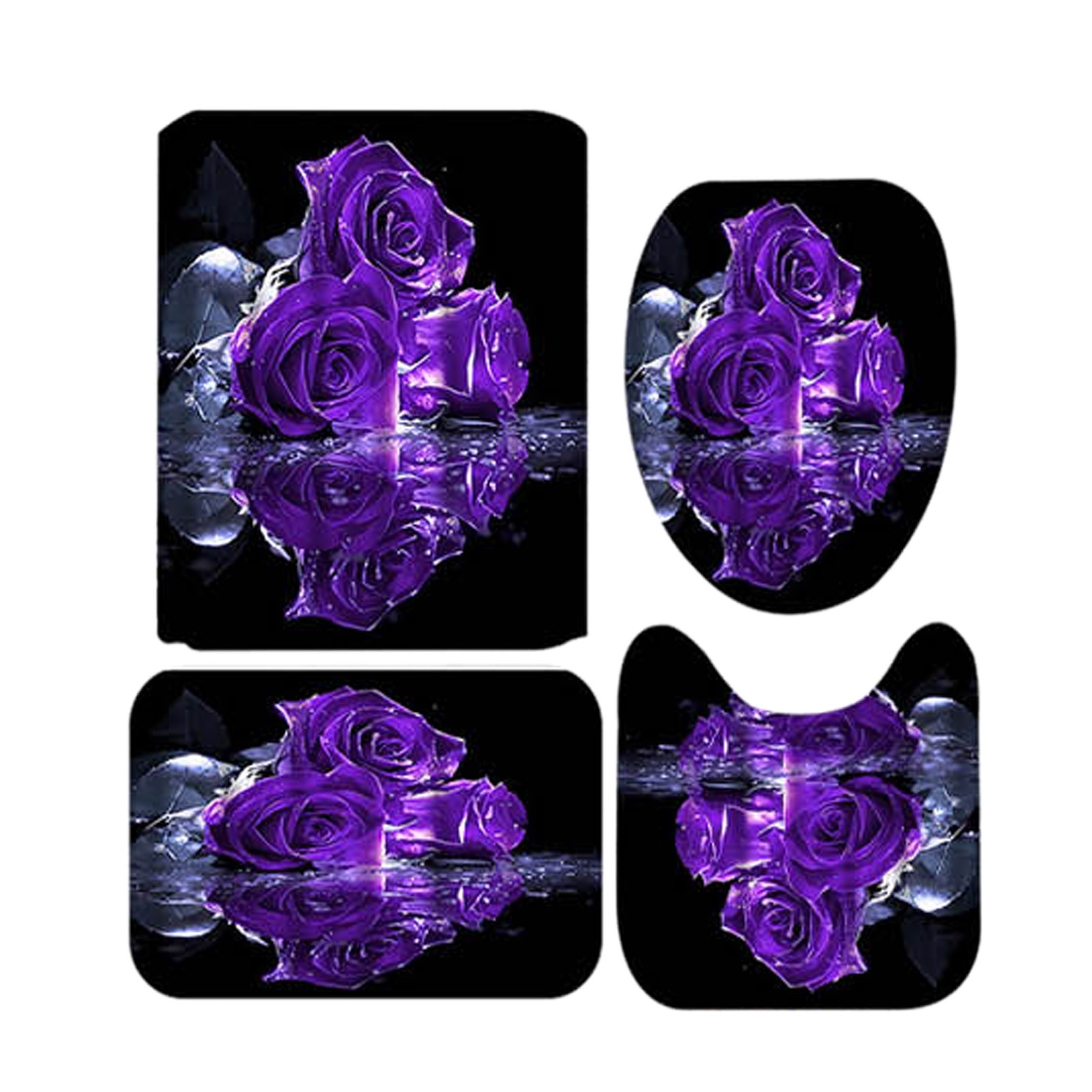 Valentine's Day 4 Pieces Shower Curtain Set With Rugs Shower Curtain