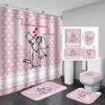 Valentine's Day 4 Pieces Shower Curtain Set With Rugs Shower Curtain