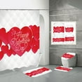 Valentine's Day 4 Pieces Shower Curtain Set With Rugs Shower Curtain